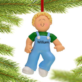 Personalized Baby's First Steps Boy Christmas Ornament