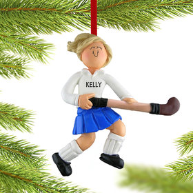 Personalized Field Hockey Player Christmas Ornament