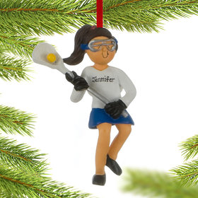 Personalized Lacrosse Female Christmas Ornament
