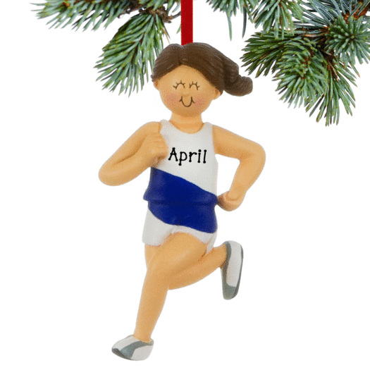 Personalized Runner Female Christmas Ornament