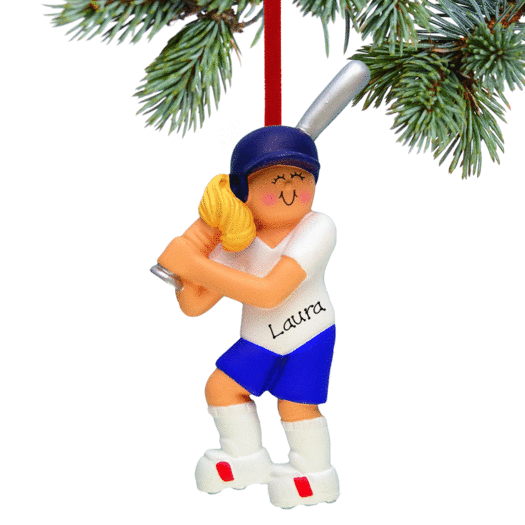 Personalized Softball Female Christmas Ornament