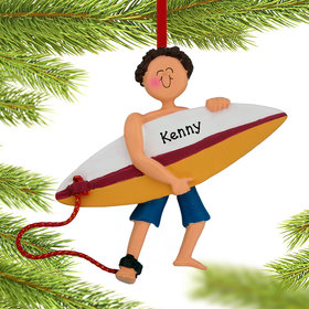 Personalized Surfer Male Christmas Ornament