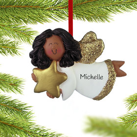 Personalized Angel with Gold Star (Girl) Christmas Ornament