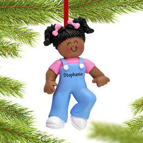 Personalized Baby's First Steps Girl Christmas Ornament