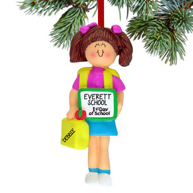 Personalized First Day of School Girl Christmas Ornament