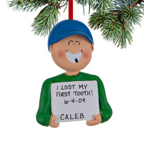 Personalized Lost a Tooth Boy Christmas Ornament