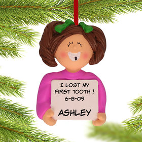 Personalized Lost a Tooth Girl Christmas Ornament
