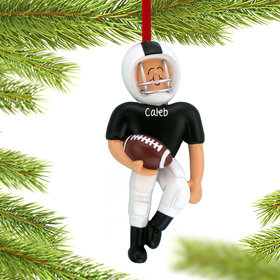 Personalized Football Player Black Uniform Christmas Ornament