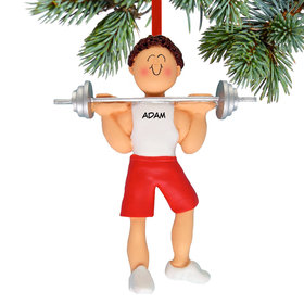 Personalized Weightlifter Male Christmas Ornament