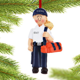 Personalized EMT or Delivery Person Female Christmas Ornament