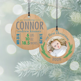Personalized New Baby Boy Stats Christmas Ornament