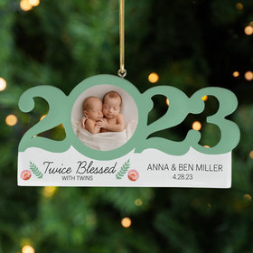Personalized 2023 Dated Twin Babies Christmas Ornament