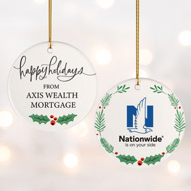 Add Your Logo Happy Holidays Christmas Ornament