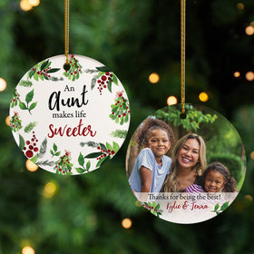 Personalized Aunt Photo Christmas Ornament