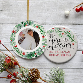 Personalized The More The Merrier Expecting Photo Christmas Ornament