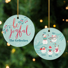 Personalized Family of 5 Be Joyful Christmas Ornament