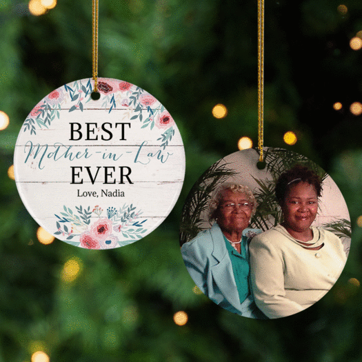 Personalized Best Mother-In-Law Ever Photo Christmas Ornament
