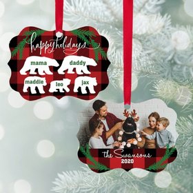 Personalized Bear Family of 5 Christmas Ornament