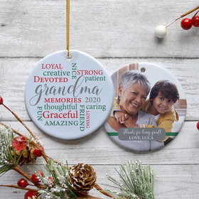 Personalized Grandma Word Cloud Photo Christmas Ornament