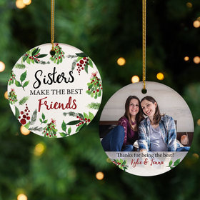 Personalized Sisters Photo Christmas Ornament