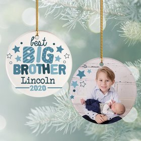Personalized Best Big Brother Photo Christmas Ornament