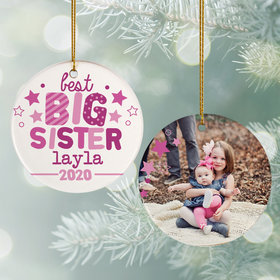 Personalized Best Big Sister Photo Christmas Ornament