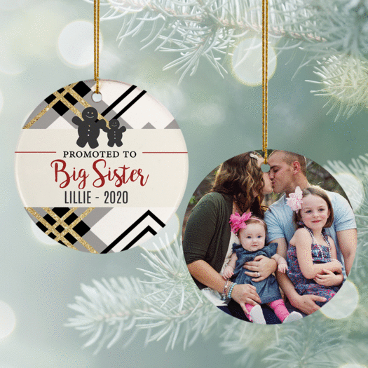 Personalized Promoted to Big Sister Christmas Ornament