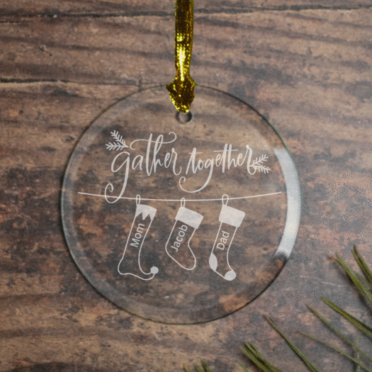 Personalized Family of 3 'Gather Together' Christmas Ornament