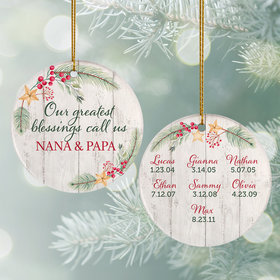 Personalized Grandkids Greatest Blessing Christmas Ornament