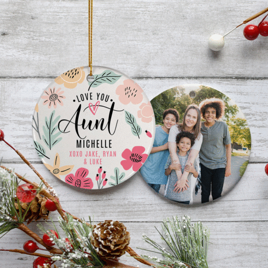 Personalized Love You Aunt Photo Christmas Ornament