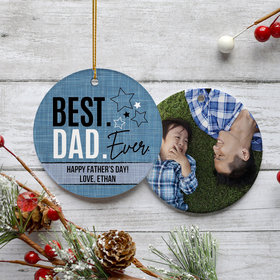Personalized Best Dad Ever Photo Christmas Ornament