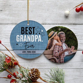 Personalized Best Grandpa Ever Photo Christmas Ornament