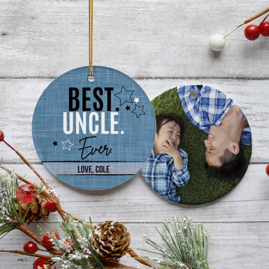 Personalized Best Uncle Ever Photo Christmas Ornament