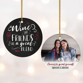 Personalized Wine and Friends Christmas Ornament