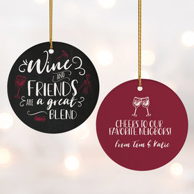Personalized Wine and Friends Christmas Ornament
