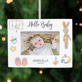 Personalized Hello Baby Picture Frame Photo Ornament