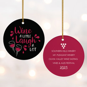 Personalized Wine a Little Laugh a lot Christmas Ornament