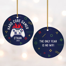 Personalized Hard Core Gamer Christmas Ornament