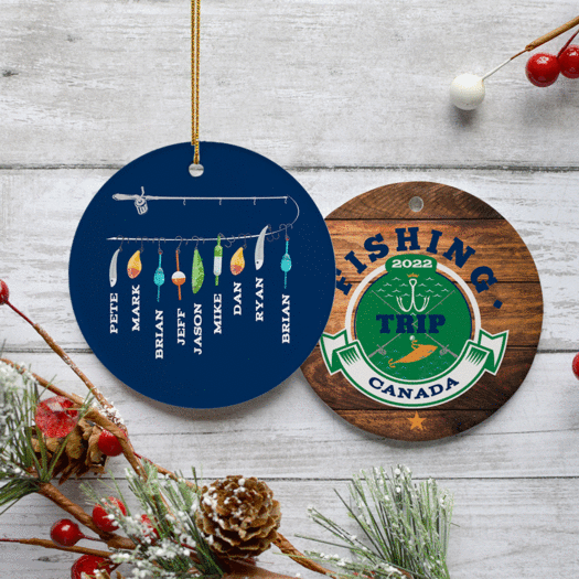 Personalized Fishing Trip Group Christmas Ornament