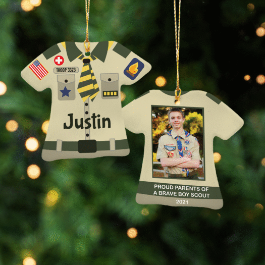 Personalized Boy Scout Uniform Shirt Christmas Ornament