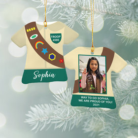 Personalized Girl Scout Uniform Shirt Christmas Ornament