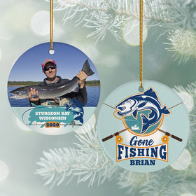 Personalized Gone Fishing Photo Christmas Ornament