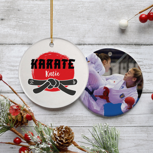 Personalized Karate Belt Photo Christmas Ornament