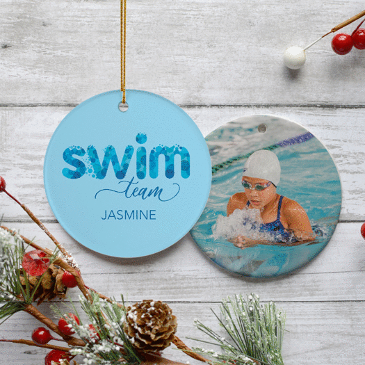 Personalized Swim Team Photo Christmas Ornament