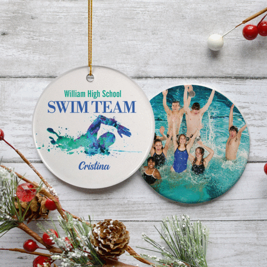 Personalized Swimmer Swim Team Photo Christmas Orament
