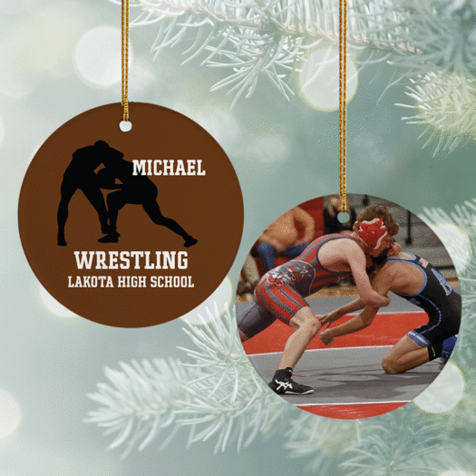 Personalized Wrestling Team Photo Christmas Ornament