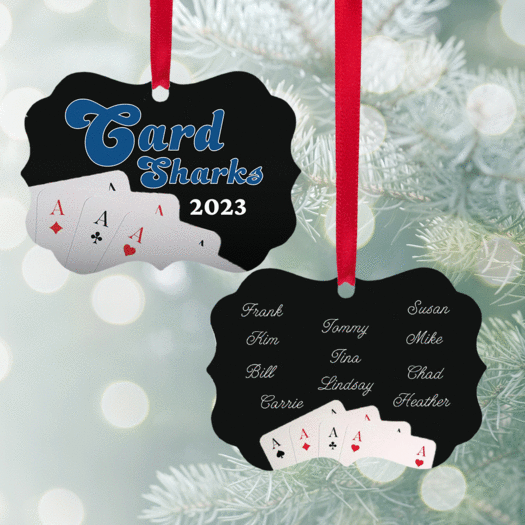 Personalized Card Sharks Christmas Ornament