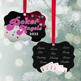 Personalized Poker Angels Christmas Ornament
