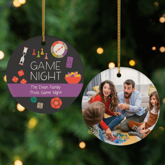 Perszonalized Game Night Photo Christmas Ornament