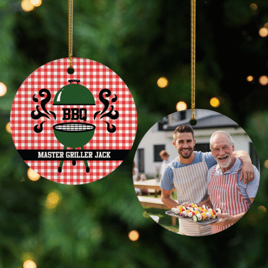 Personalized BBQ Photo Christmas Ornament